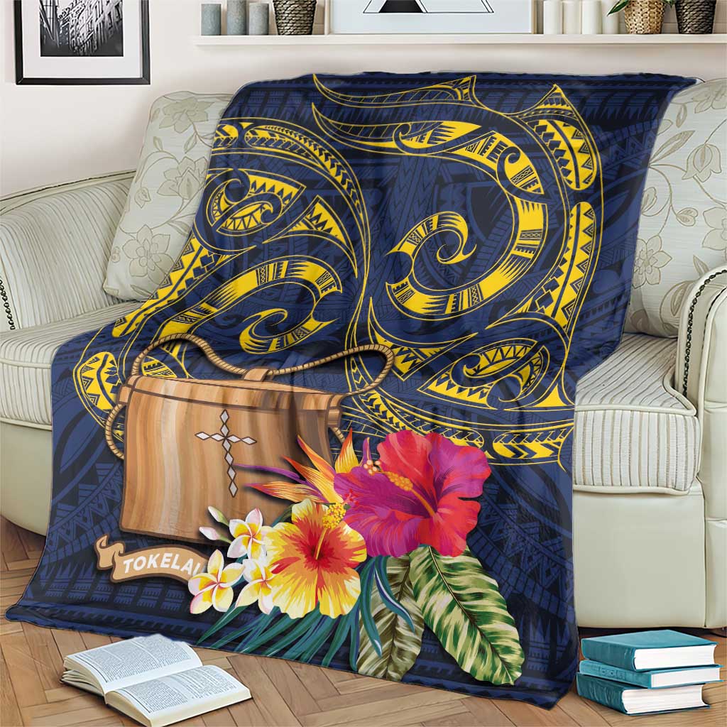 Tokelau Tokehega Day Blanket Coat of Arms with Polynesian Tattoo and Hibiscus LT03 - Polynesian Pride