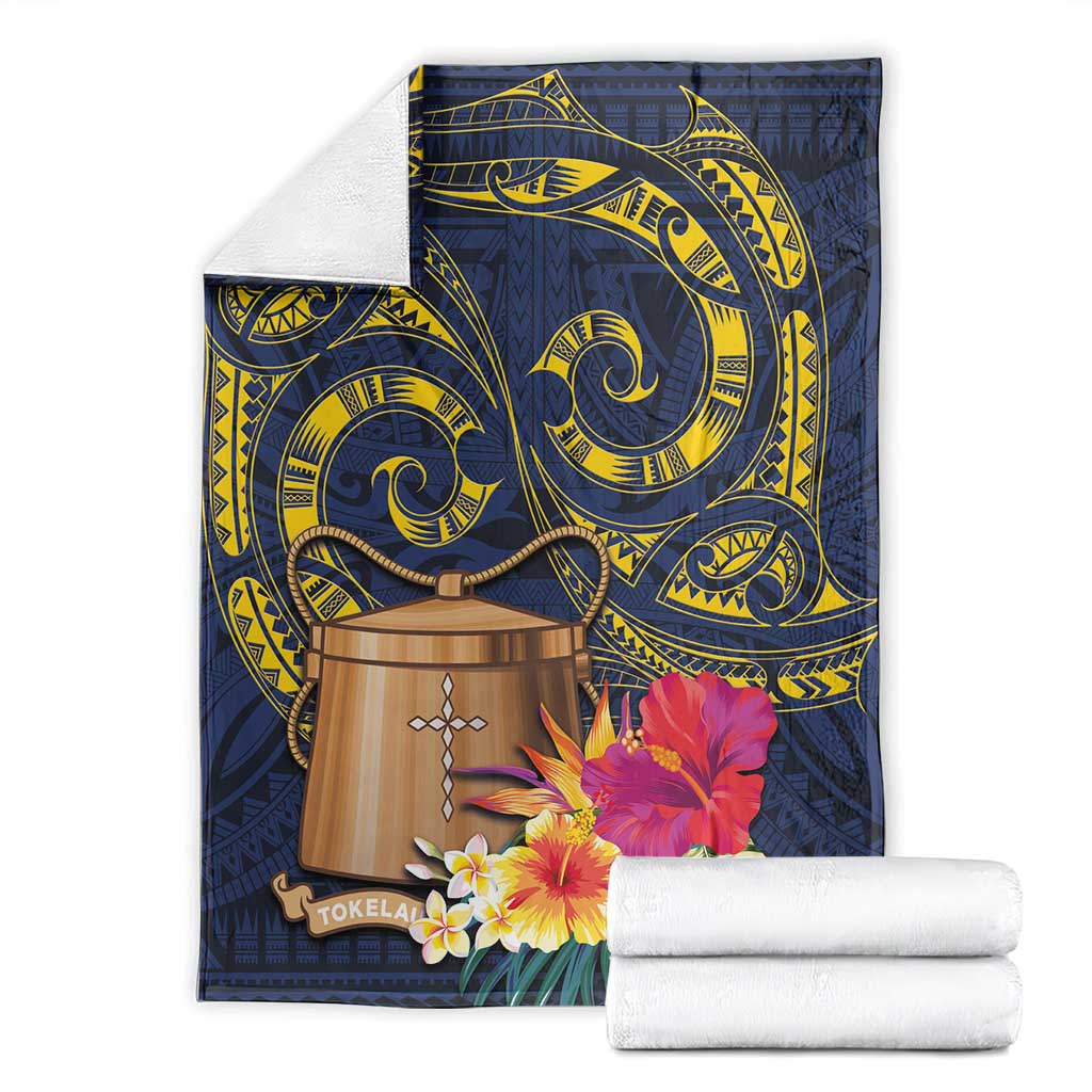 Tokelau Tokehega Day Blanket Coat of Arms with Polynesian Tattoo and Hibiscus LT03 - Polynesian Pride