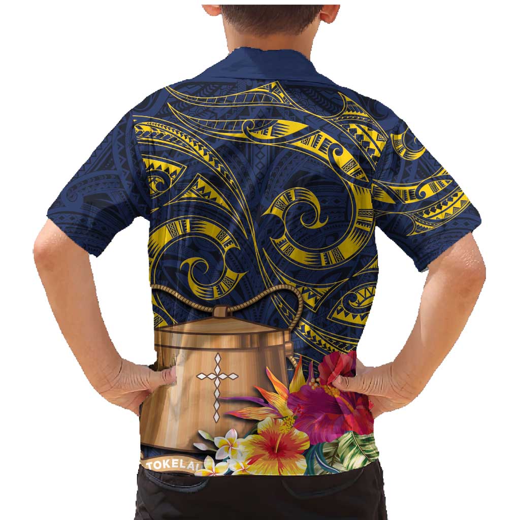 Tokelau Tokehega Day Family Matching Mermaid Dress and Hawaiian Shirt Coat of Arms with Polynesian Tattoo and Hibiscus LT03 - Polynesian Pride