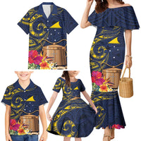 Tokelau Tokehega Day Family Matching Mermaid Dress and Hawaiian Shirt Coat of Arms with Polynesian Tattoo and Hibiscus LT03 - Polynesian Pride