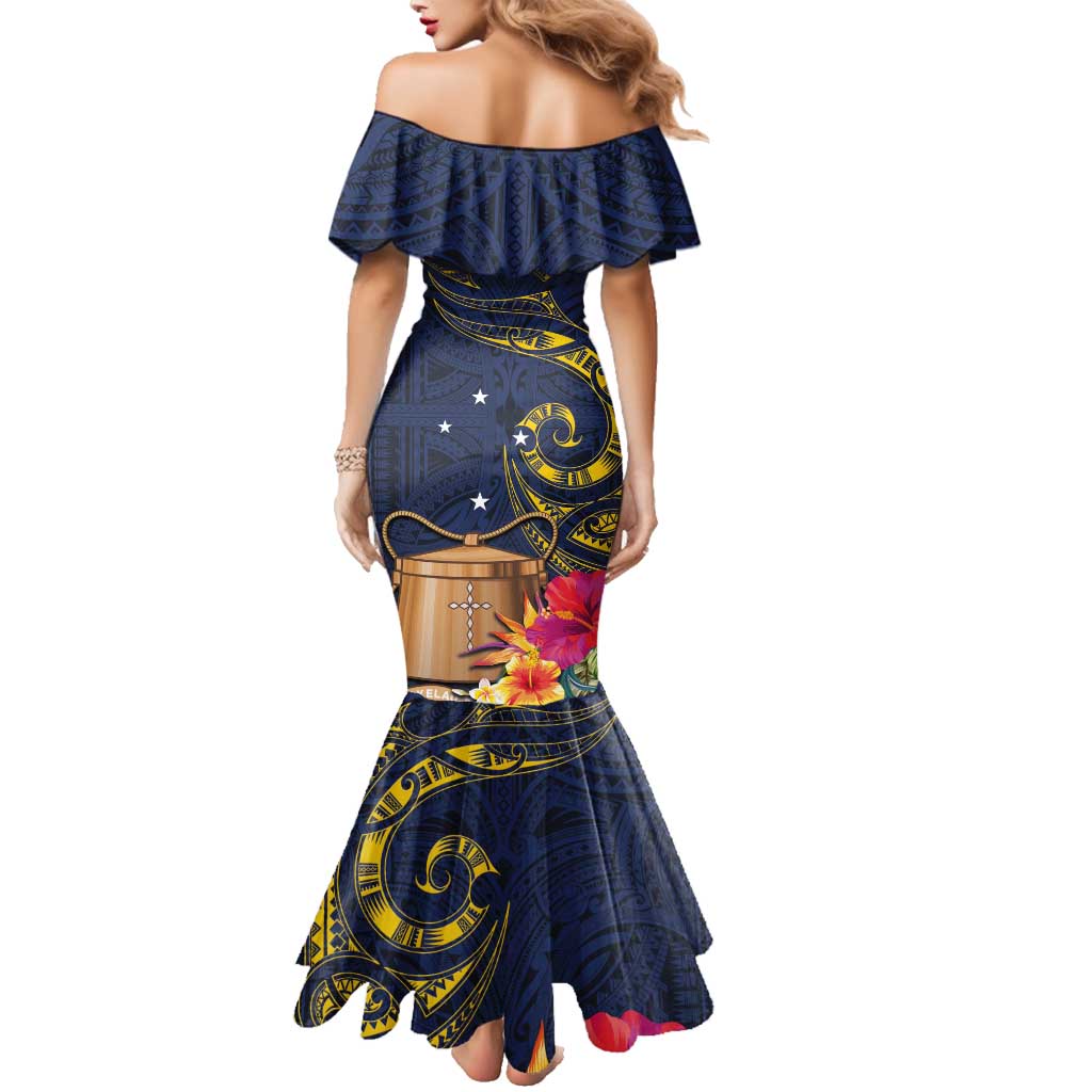 Tokelau Tokehega Day Family Matching Mermaid Dress and Hawaiian Shirt Coat of Arms with Polynesian Tattoo and Hibiscus LT03 - Polynesian Pride