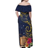 Tokelau Tokehega Day Family Matching Off Shoulder Maxi Dress and Hawaiian Shirt Coat of Arms with Polynesian Tattoo and Hibiscus LT03 - Polynesian Pride