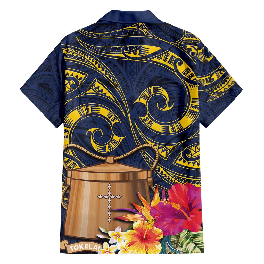 Tokelau Tokehega Day Family Matching Summer Maxi Dress and Hawaiian Shirt Coat of Arms with Polynesian Tattoo and Hibiscus