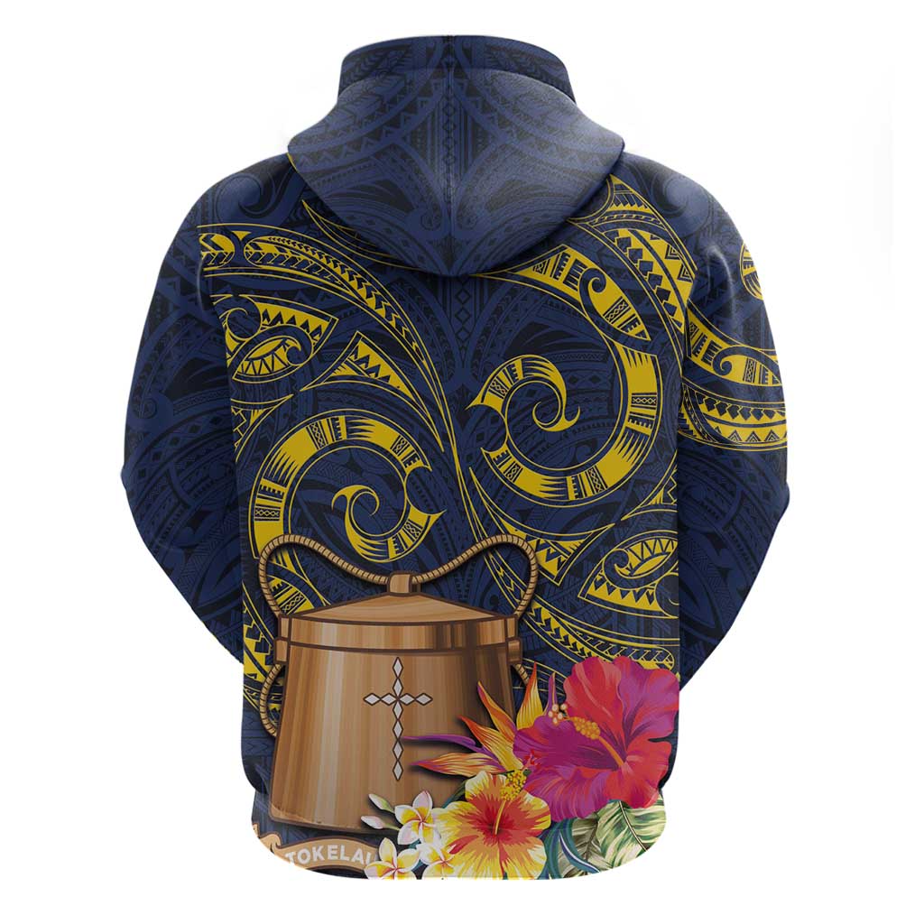 Tokelau Tokehega Day Hoodie Coat of Arms with Polynesian Tattoo and Hibiscus LT03 - Polynesian Pride