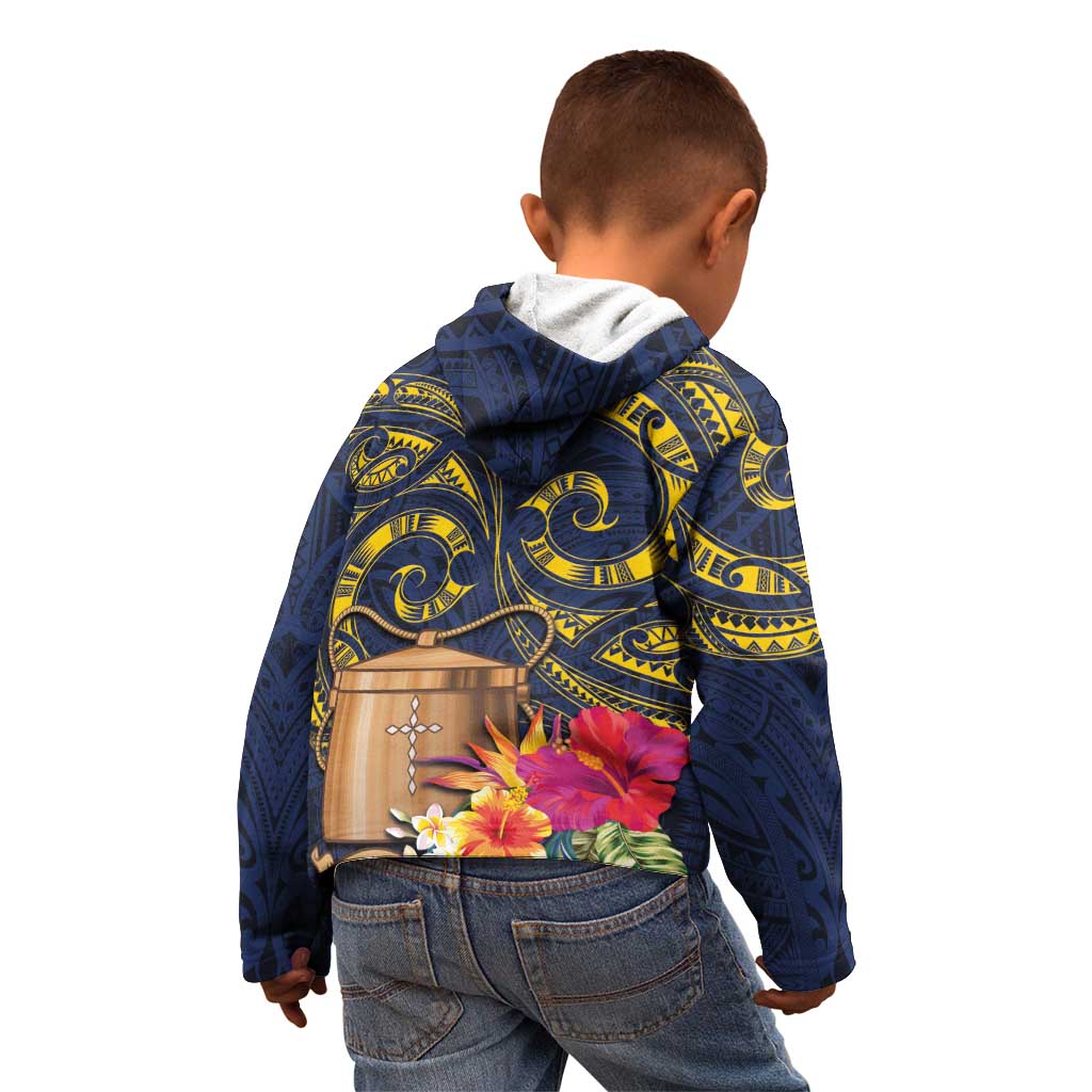 Tokelau Tokehega Day Kid Hoodie Coat of Arms with Polynesian Tattoo and Hibiscus LT03 - Polynesian Pride