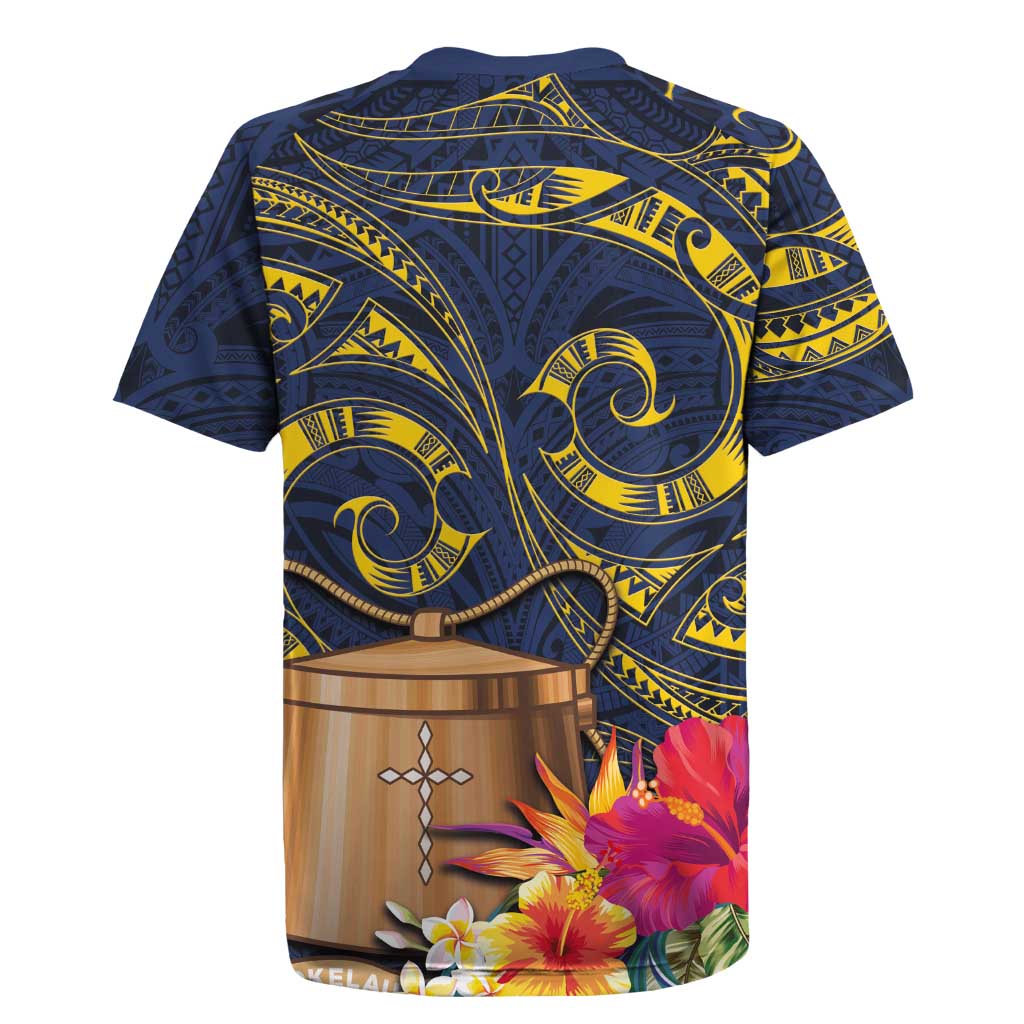 Tokelau Tokehega Day Rugby Jersey Coat of Arms with Polynesian Tattoo and Hibiscus LT03 - Polynesian Pride