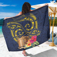 Tokelau Tokehega Day Sarong Coat of Arms with Polynesian Tattoo and Hibiscus LT03 One Size 44 x 66 inches Blue - Polynesian Pride