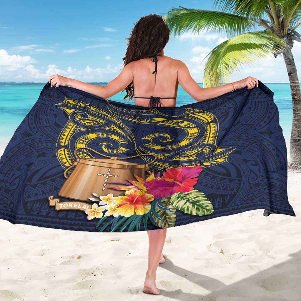 Tokelau Tokehega Day Sarong Coat of Arms with Polynesian Tattoo and Hibiscus LT03 - Polynesian Pride