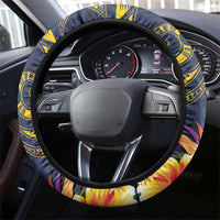 Tokelau Tokehega Day Steering Wheel Cover Coat of Arms with Polynesian Tattoo and Hibiscus LT03 - Polynesian Pride