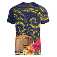 Tokelau Tokehega Day Women V-Neck T-Shirt Coat of Arms with Polynesian Tattoo and Hibiscus LT03 - Polynesian Pride