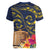 Tokelau Tokehega Day Women V-Neck T-Shirt Coat of Arms with Polynesian Tattoo and Hibiscus
