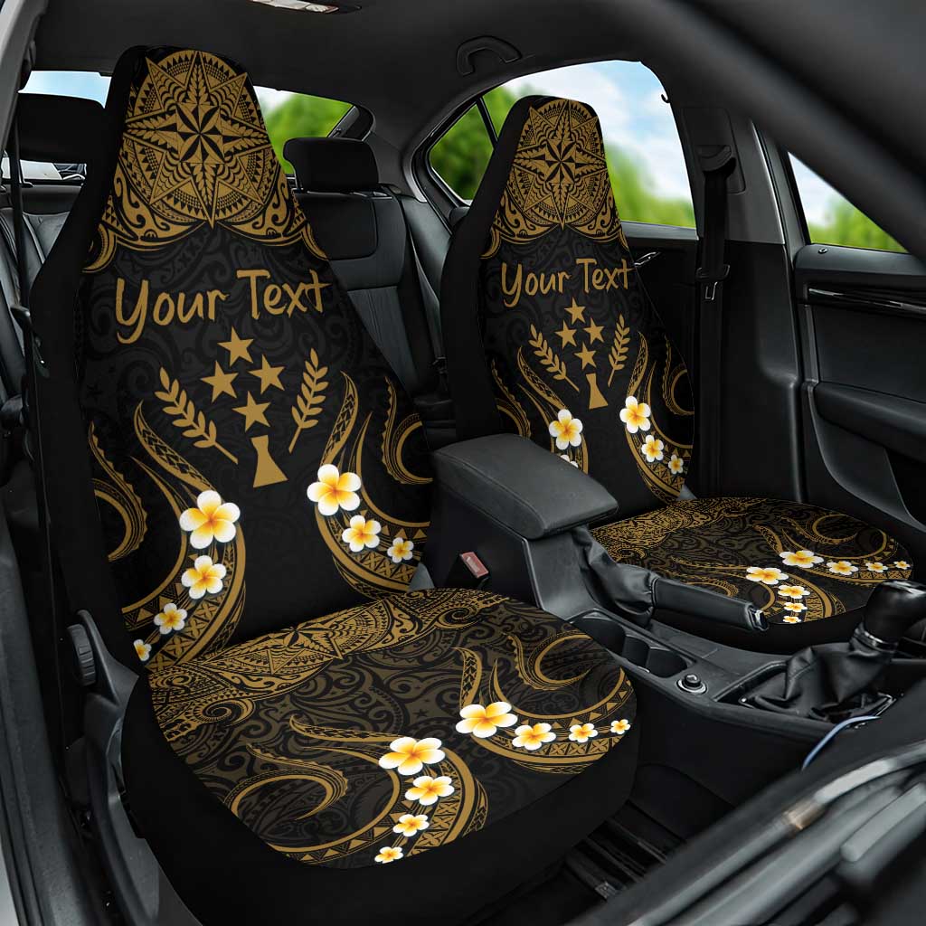 Personalised Kosrae Liberation Day Car Seat Cover Polynesian Tattoo and Plumeria Gold Color LT03 One Size Gold - Polynesian Pride