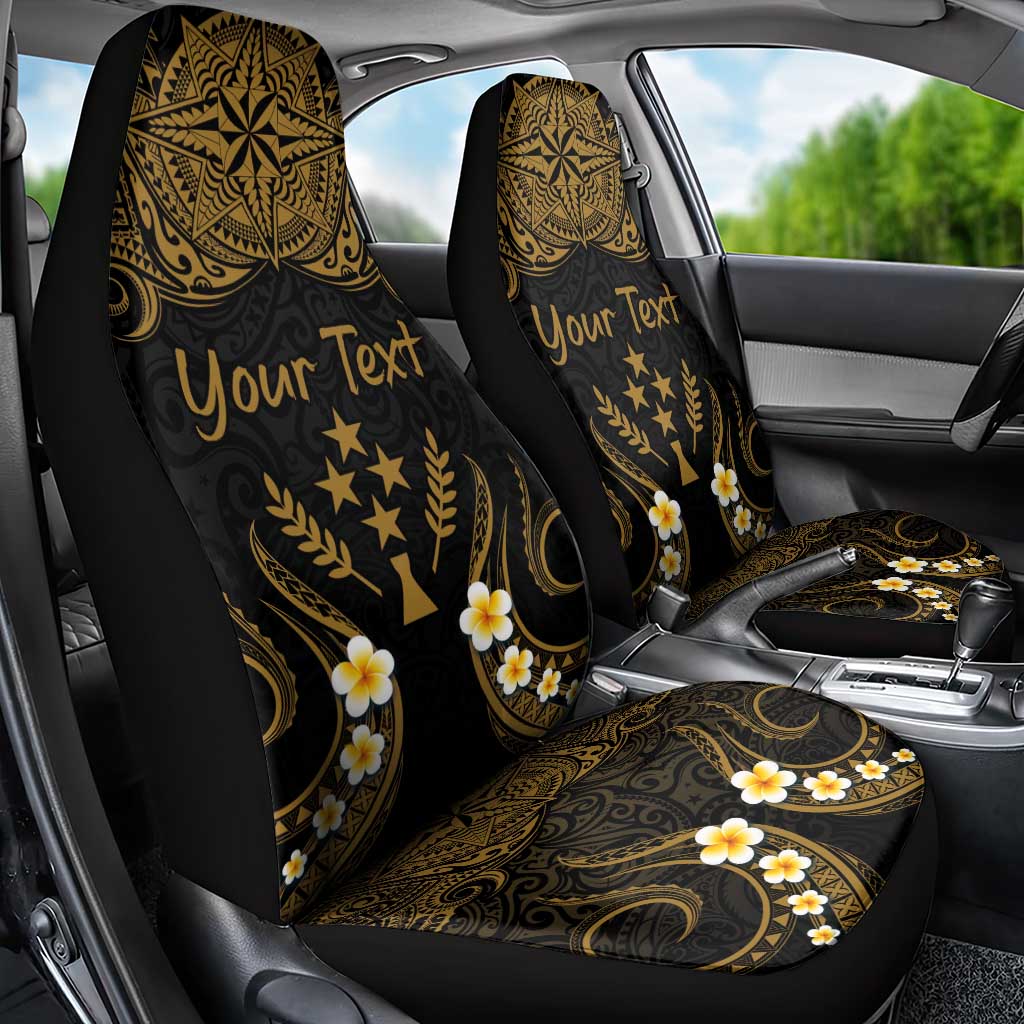Personalised Kosrae Liberation Day Car Seat Cover Polynesian Tattoo and Plumeria Gold Color LT03 - Polynesian Pride