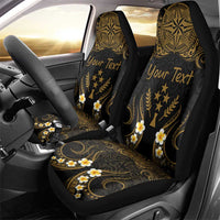Personalised Kosrae Liberation Day Car Seat Cover Polynesian Tattoo and Plumeria Gold Color LT03 - Polynesian Pride