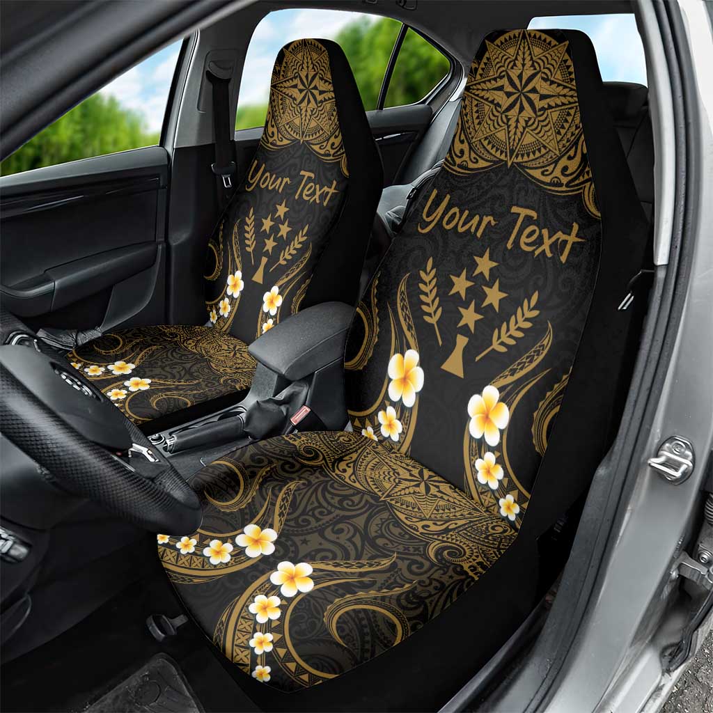 Personalised Kosrae Liberation Day Car Seat Cover Polynesian Tattoo and Plumeria Gold Color LT03 - Polynesian Pride