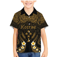 Personalised Kosrae Liberation Day Family Matching Mermaid Dress and Hawaiian Shirt Polynesian Tattoo and Plumeria Gold Color LT03 Son's Shirt Gold - Polynesian Pride