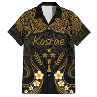 Personalised Kosrae Liberation Day Family Matching Off Shoulder Short Dress and Hawaiian Shirt Polynesian Tattoo and Plumeria Gold Color LT03 Dad's Shirt - Short Sleeve Gold - Polynesian Pride
