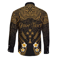 Personalised Kosrae Liberation Day Family Matching Off Shoulder Short Dress and Hawaiian Shirt Polynesian Tattoo and Plumeria Gold Color LT03 - Polynesian Pride