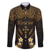 Personalised Kosrae Liberation Day Family Matching Summer Maxi Dress and Hawaiian Shirt Polynesian Tattoo and Plumeria Gold Color LT03 Dad's Shirt - Long Sleeve Gold - Polynesian Pride