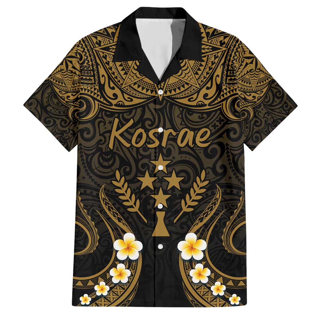 Personalised Kosrae Liberation Day Hawaiian Shirt Polynesian Tattoo and Plumeria Gold Color LT03 Gold - Polynesian Pride