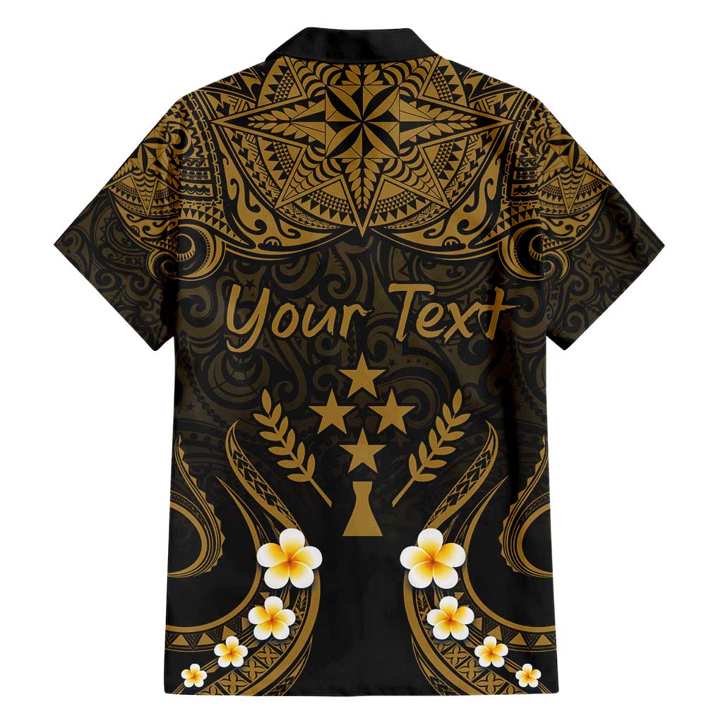 Personalised Kosrae Liberation Day Hawaiian Shirt Polynesian Tattoo and Plumeria Gold Color LT03 - Polynesian Pride