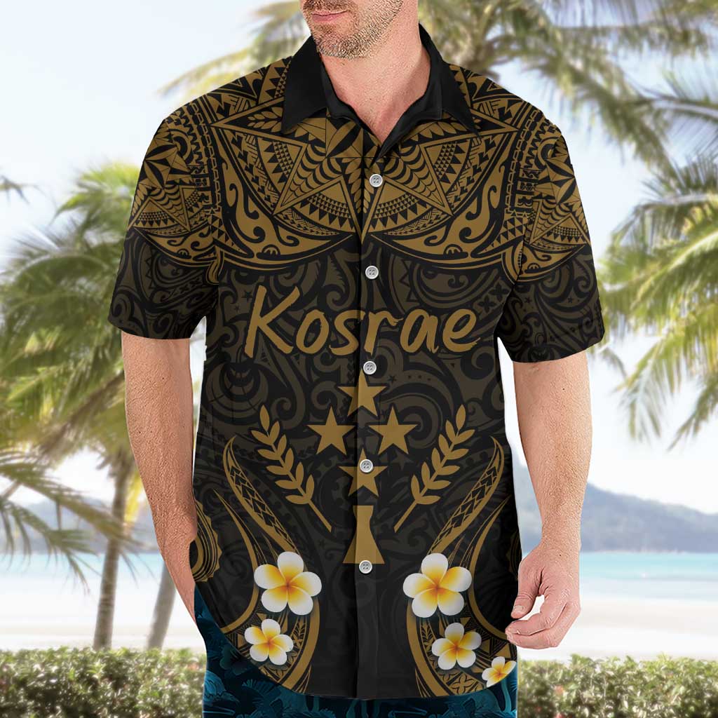 Personalised Kosrae Liberation Day Hawaiian Shirt Polynesian Tattoo and Plumeria Gold Color LT03 - Polynesian Pride