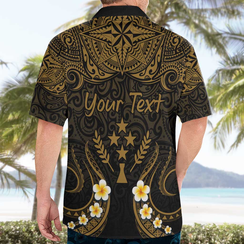 Personalised Kosrae Liberation Day Hawaiian Shirt Polynesian Tattoo and Plumeria Gold Color LT03 - Polynesian Pride