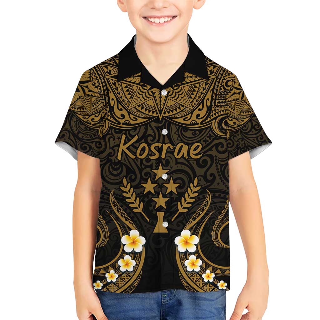 Personalised Kosrae Liberation Day Hawaiian Shirt Polynesian Tattoo and Plumeria Gold Color LT03 - Polynesian Pride