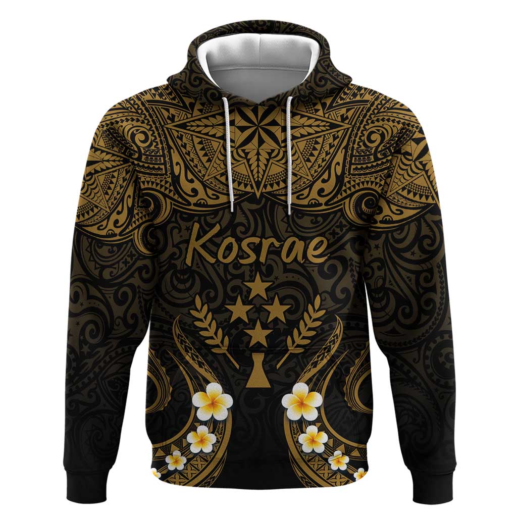 Personalised Kosrae Liberation Day Hoodie Polynesian Tattoo and Plumeria Gold Color LT03 Pullover Hoodie Gold - Polynesian Pride
