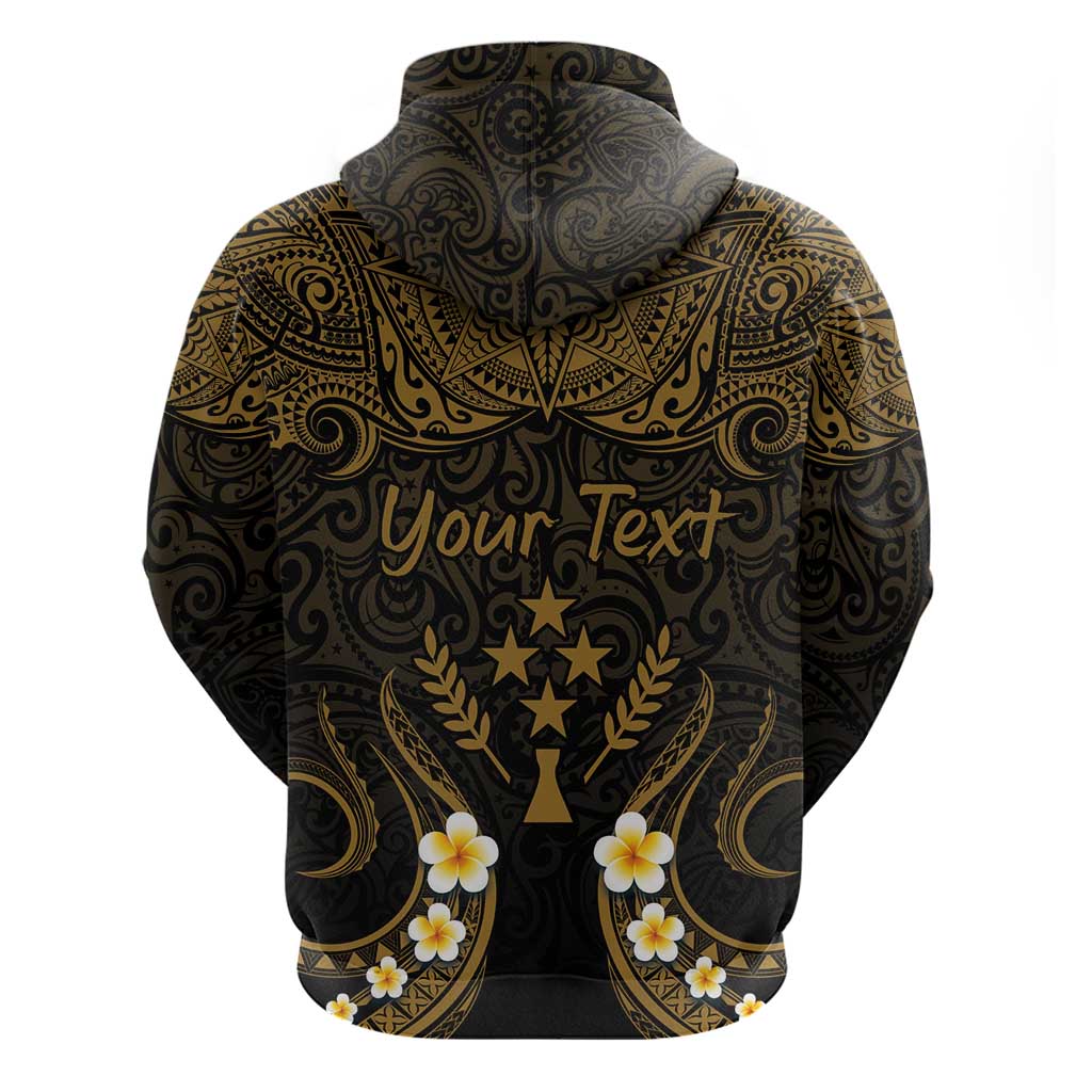 Personalised Kosrae Liberation Day Hoodie Polynesian Tattoo and Plumeria Gold Color LT03 - Polynesian Pride