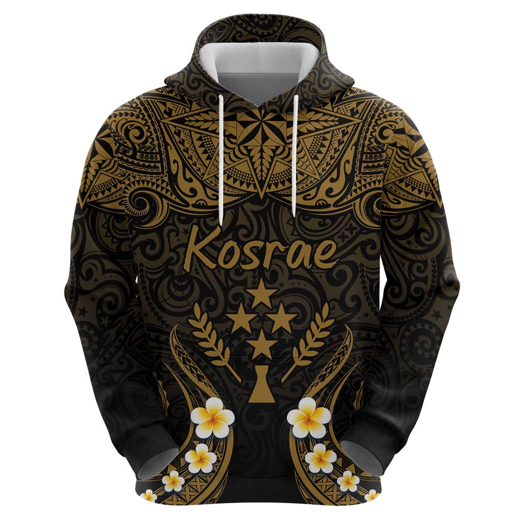 Personalised Kosrae Liberation Day Hoodie Polynesian Tattoo and Plumeria Gold Color LT03 - Polynesian Pride