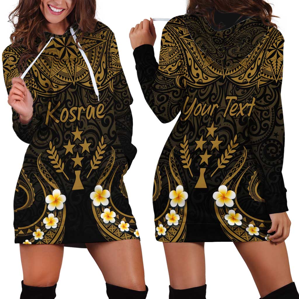 Personalised Kosrae Liberation Day Hoodie Dress Polynesian Tattoo and Plumeria Gold Color LT03 - Polynesian Pride