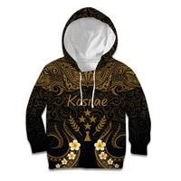Personalised Kosrae Liberation Day Kid Hoodie Polynesian Tattoo and Plumeria Gold Color LT03 Hoodie Gold - Polynesian Pride