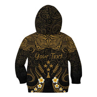 Personalised Kosrae Liberation Day Kid Hoodie Polynesian Tattoo and Plumeria Gold Color LT03 - Polynesian Pride
