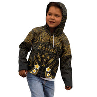 Personalised Kosrae Liberation Day Kid Hoodie Polynesian Tattoo and Plumeria Gold Color LT03 - Polynesian Pride