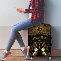 Personalised Kosrae Liberation Day Luggage Cover Polynesian Tattoo and Plumeria Gold Color LT03 - Polynesian Pride