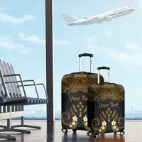 Personalised Kosrae Liberation Day Luggage Cover Polynesian Tattoo and Plumeria Gold Color LT03 - Polynesian Pride