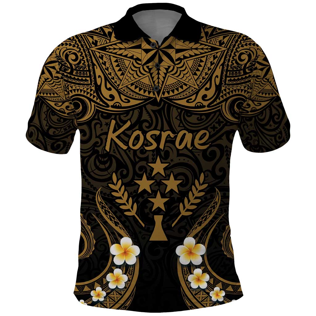 Personalised Kosrae Liberation Day Polo Shirt Polynesian Tattoo and Plumeria Gold Color LT03 Gold - Polynesian Pride