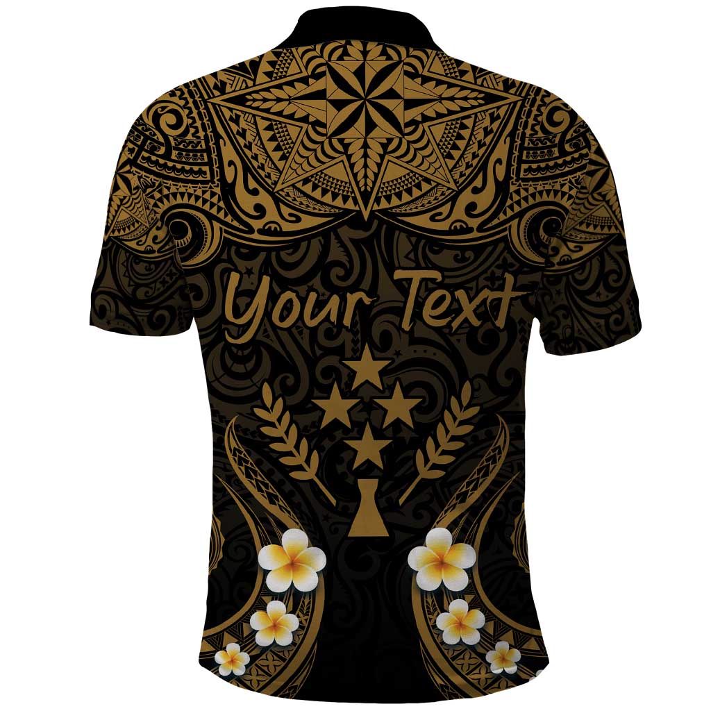 Personalised Kosrae Liberation Day Polo Shirt Polynesian Tattoo and Plumeria Gold Color LT03 - Polynesian Pride