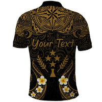 Personalised Kosrae Liberation Day Polo Shirt Polynesian Tattoo and Plumeria Gold Color LT03 - Polynesian Pride