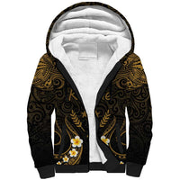 Personalised Kosrae Liberation Day Sherpa Hoodie Polynesian Tattoo and Plumeria Gold Color LT03 Unisex Gold - Polynesian Pride