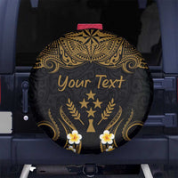 Personalised Kosrae Liberation Day Spare Tire Cover Polynesian Tattoo and Plumeria Gold Color LT03 - Polynesian Pride