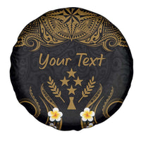 Personalised Kosrae Liberation Day Spare Tire Cover Polynesian Tattoo and Plumeria Gold Color LT03 - Polynesian Pride