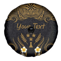 Personalised Kosrae Liberation Day Spare Tire Cover Polynesian Tattoo and Plumeria Gold Color LT03 - Polynesian Pride