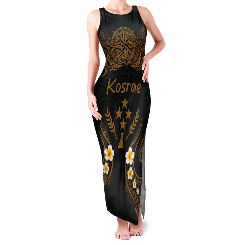 Personalised Kosrae Liberation Day Tank Maxi Dress Polynesian Tattoo and Plumeria Gold Color LT03 Women Gold - Polynesian Pride