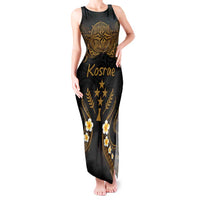 Personalised Kosrae Liberation Day Tank Maxi Dress Polynesian Tattoo and Plumeria Gold Color LT03 Women Gold - Polynesian Pride