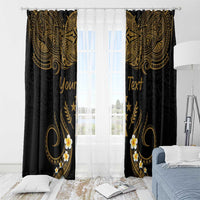 Personalised Kosrae Liberation Day Window Curtain Polynesian Tattoo and Plumeria Gold Color