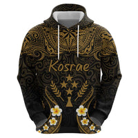 Personalised Kosrae Liberation Day Zip Hoodie Polynesian Tattoo and Plumeria Gold Color LT03 - Polynesian Pride