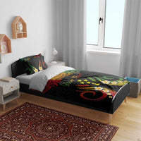 Personalised Kosrae Liberation Day Bedding Set Polynesian Tattoo and Plumeria Reggae Color