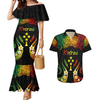 Personalised Kosrae Liberation Day Couples Matching Mermaid Dress and Hawaiian Shirt Polynesian Tattoo and Plumeria Reggae Color LT03 Reggae - Polynesian Pride